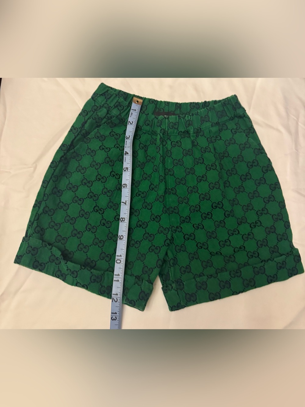 Gucci Navy and green GG cotton shorts